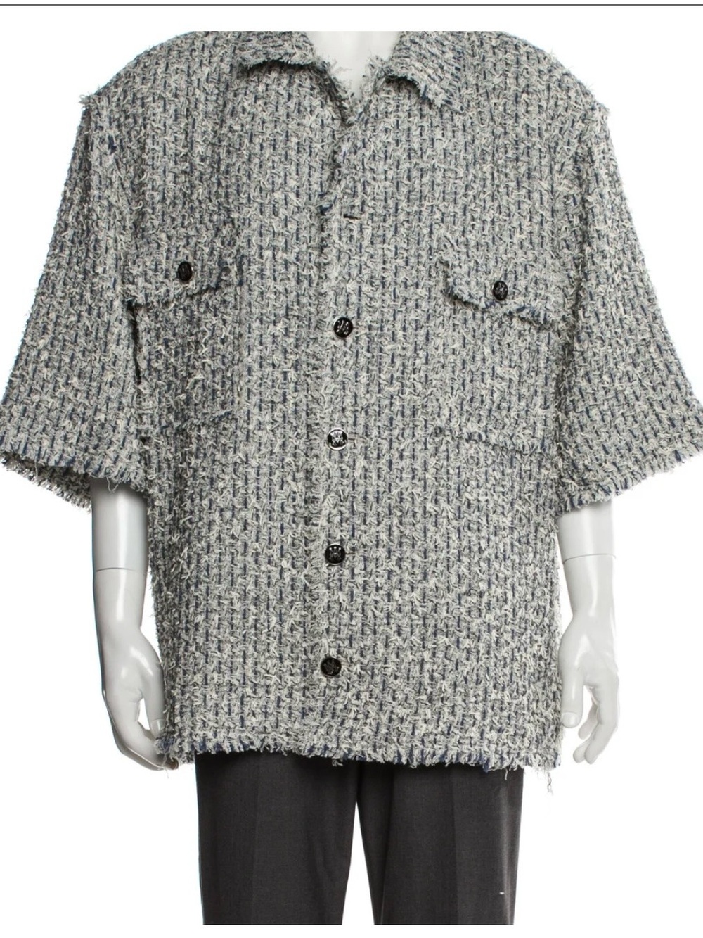 AMIRI Gray Short-Sleeve Textured Shirt Jacket